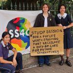 Students hold ‘study-in’ outside Queensland Parliament in climate strike for their future.